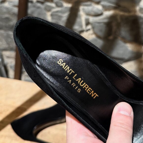 Saint Laurent Black Suede Paris 100 Pumps - Picture 9 of 11